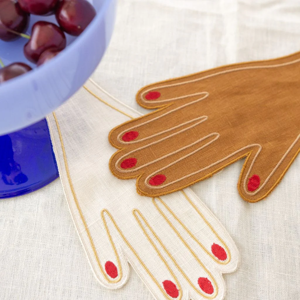 4 Hand Cocktail Napkins | Caramel & Red - Image 4